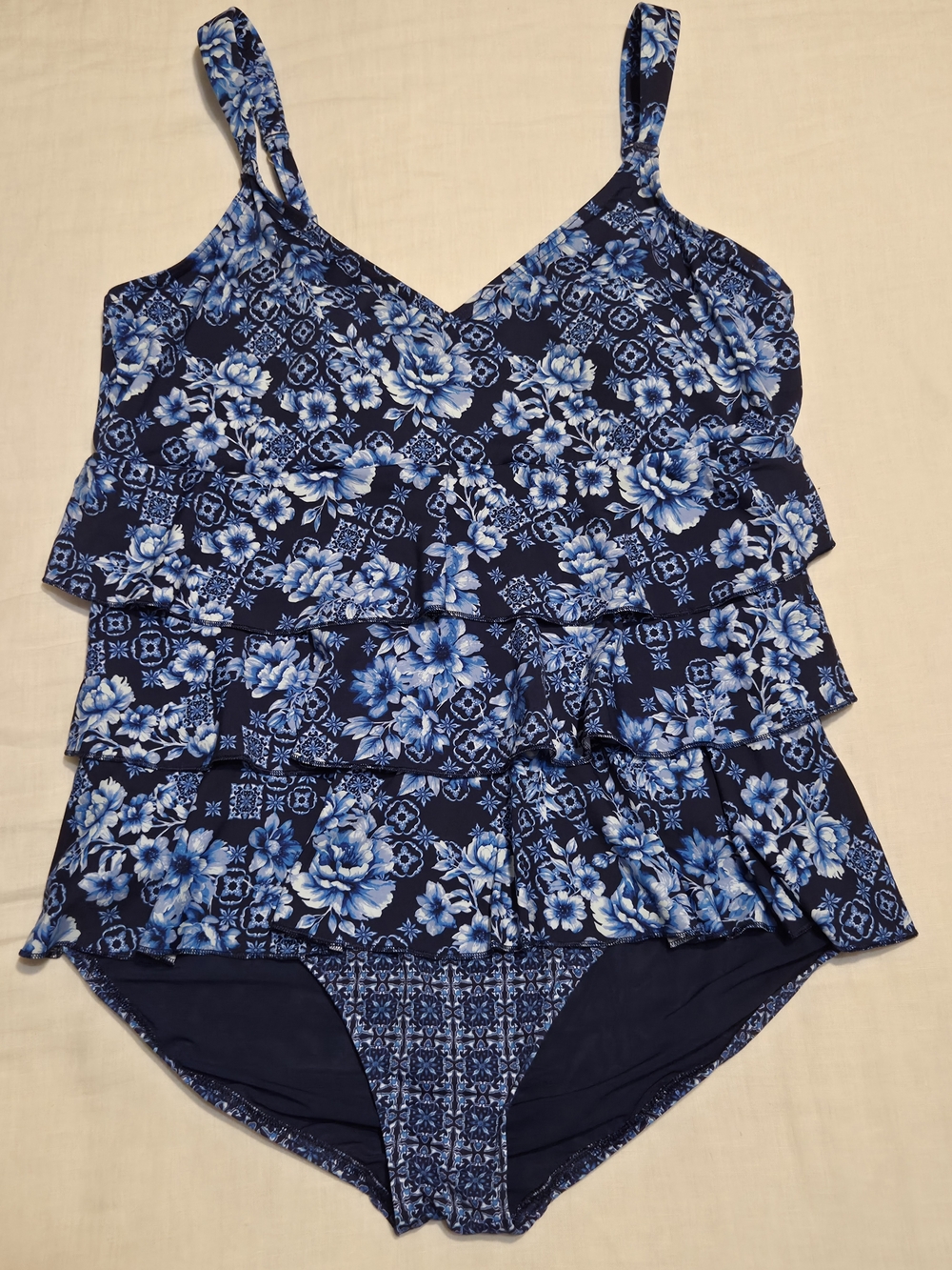 Lands' End Ruffle Fauxkini One Piece Swimsuit